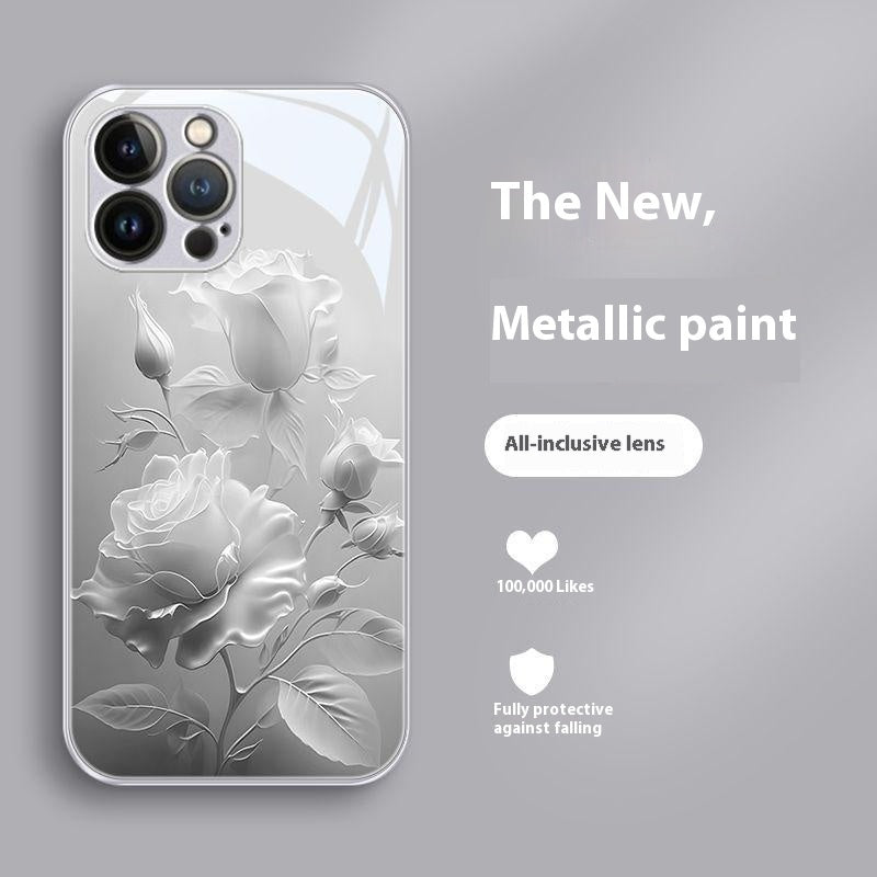 Blooming Rose Glass Painted Phone Case