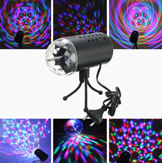 3W Full Color LED Crystal Voice Controlled Rotary RGB Stage Light DJ Disco Lamp
