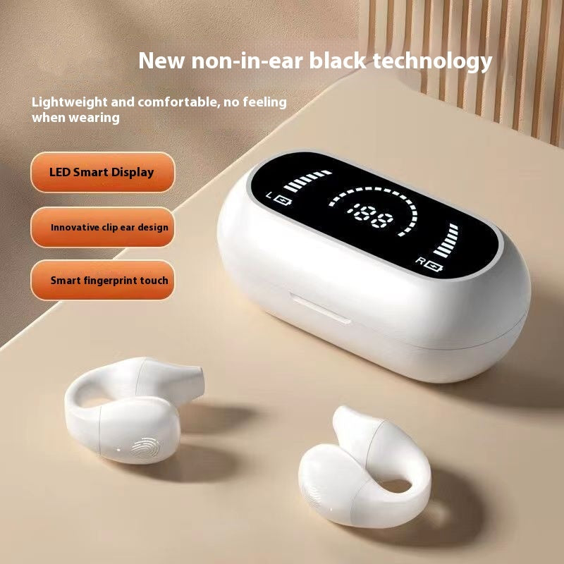 Ear Clip Bone Conduction Headphone Bluetooth-compatible 5.2 HIFI Wireless Earphone Touch Handsfree Sports Noise Canceling Headset With Mic