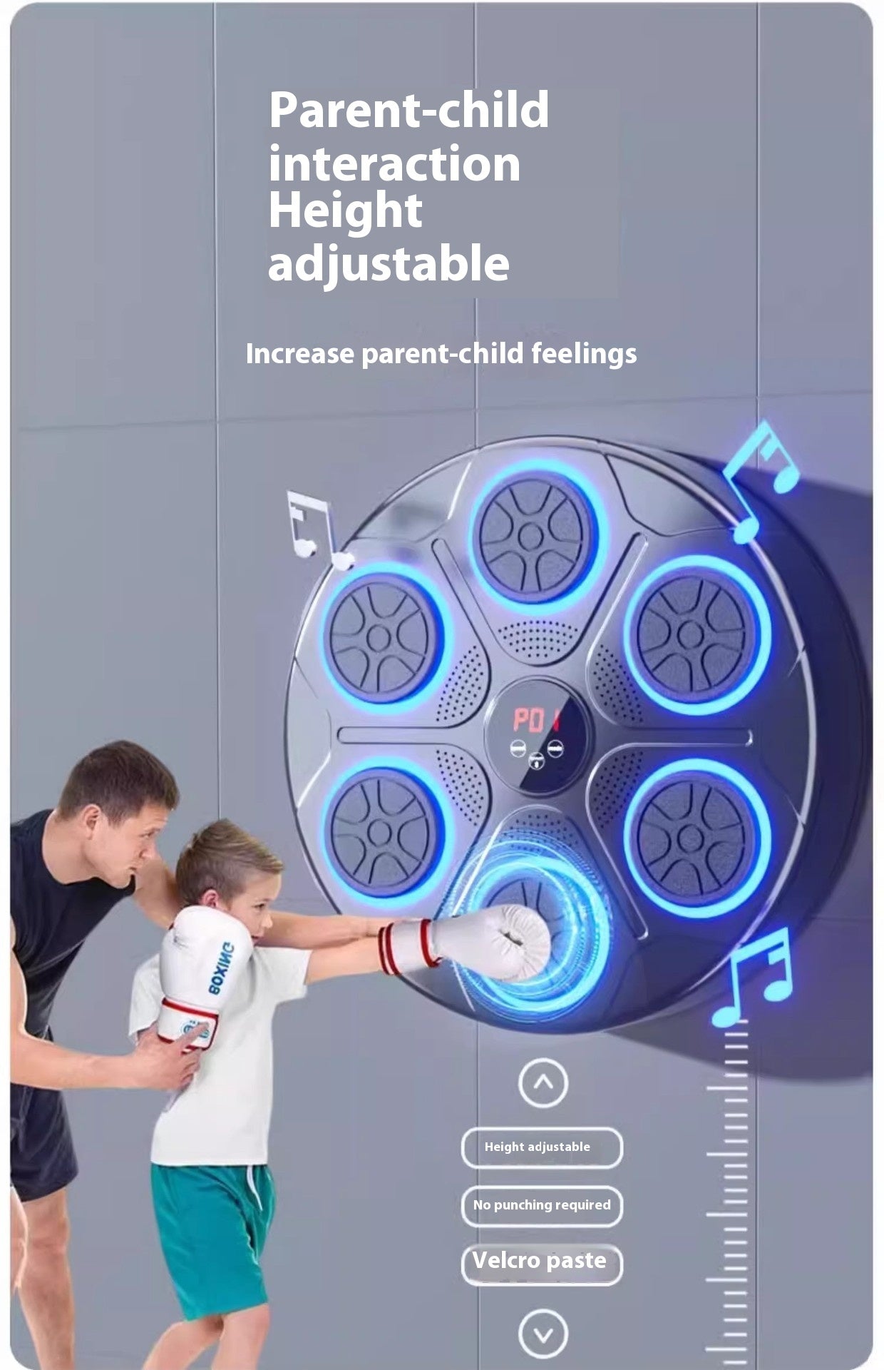 Music Boxing Machine With RGB Light Bluetooth-compatible Adults Mode Speed Adjustable For Indoor Kickboxing Karate Fitness