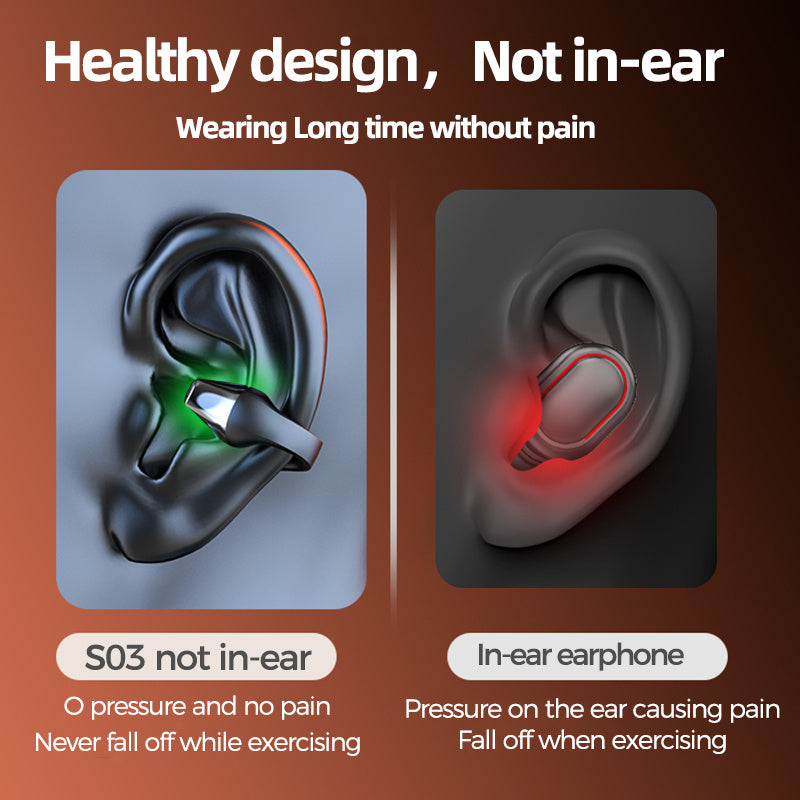 Ear Clip Bone Conduction Headphone Bluetooth-compatible 5.2 HIFI Wireless Earphone Touch Handsfree Sports Noise Canceling Headset With Mic