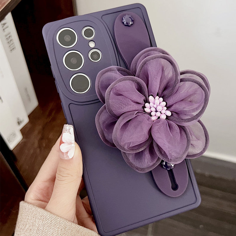 Applicable Wrist Strap Bracket Phone Case High-grade Flower